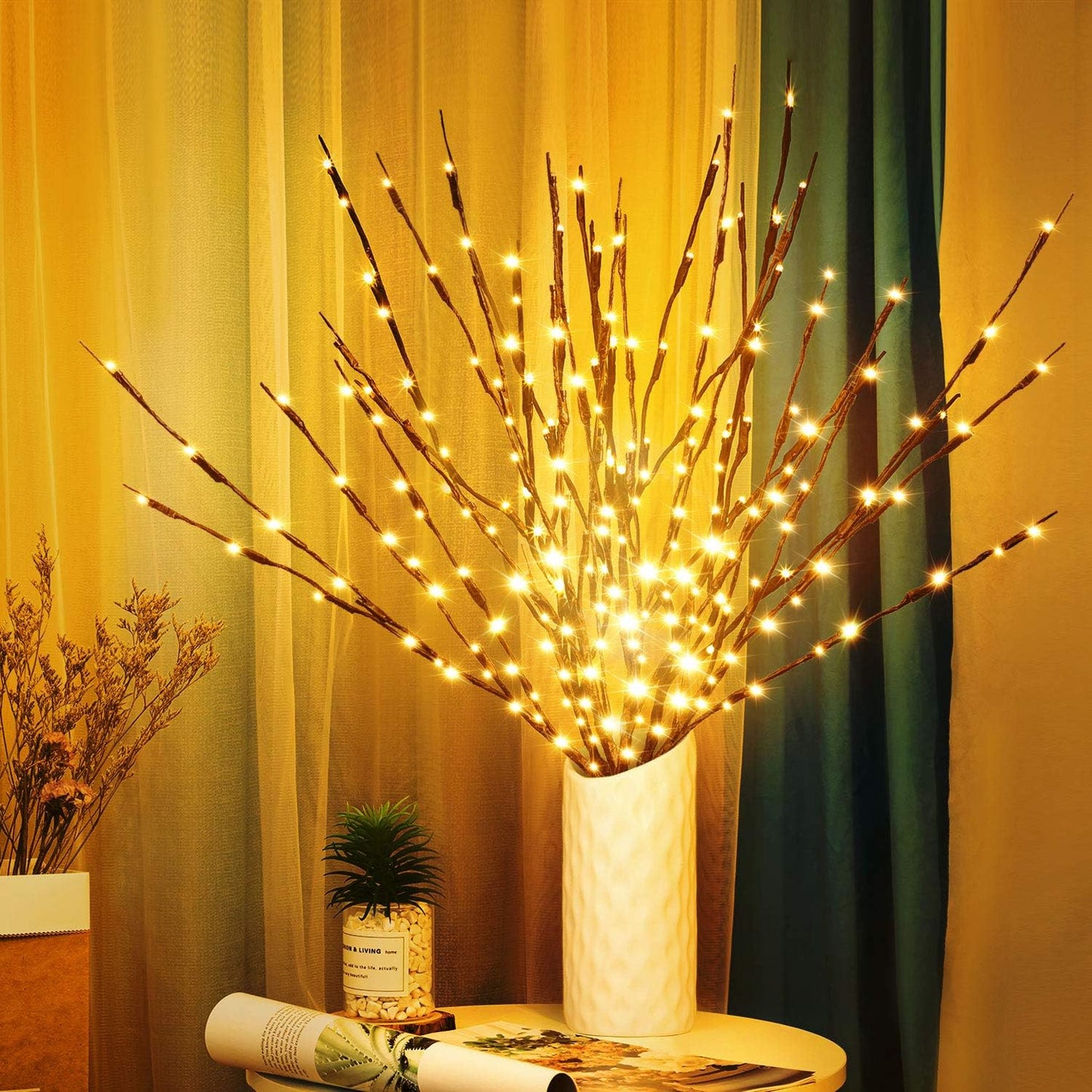 "Nordic Glow Decorative Twig Tree Lights – 20 LED Battery-Operated Minimalist Decor