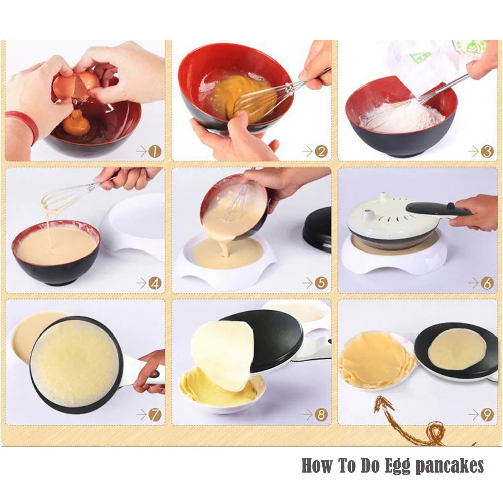 Mini Electric Cooking Pan – Nonstick Crepe Maker Griddle with Automatic Temperature Control