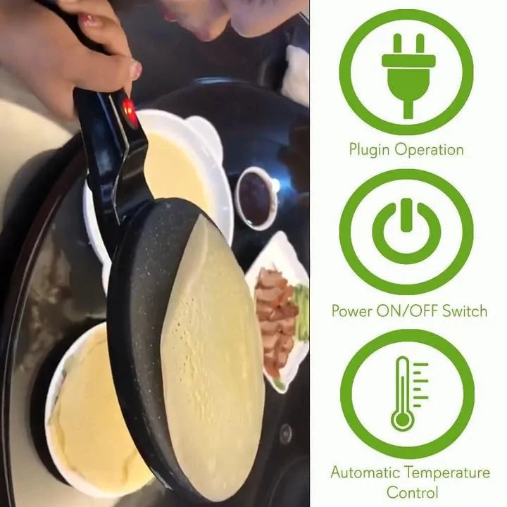 Mini Electric Cooking Pan – Nonstick Crepe Maker Griddle with Automatic Temperature Control