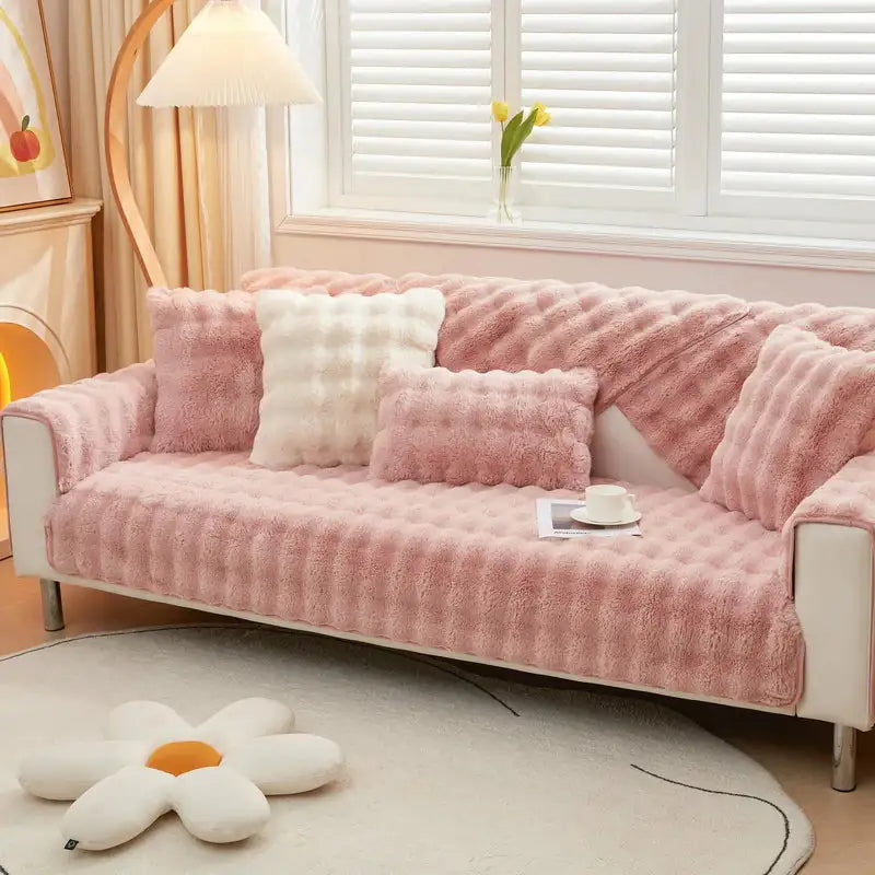 Super Soft Shaggy Plush Sofa Cover - Non-Slip, Ultra Cozy & Stylish Couch Protector
