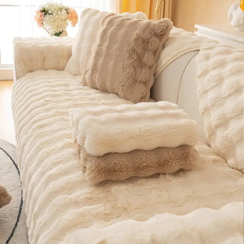 Super Soft Shaggy Plush Sofa Cover - Non-Slip, Ultra Cozy & Stylish Couch Protector
