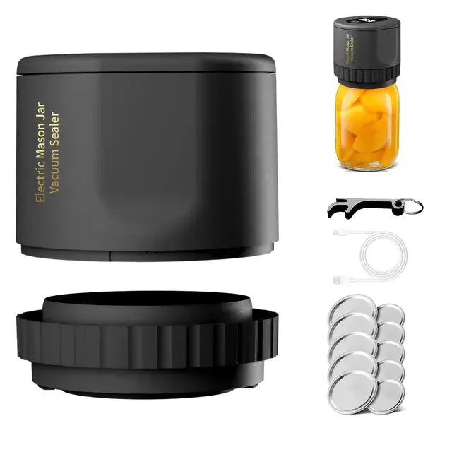 Electric Mason Jar Vacuum Sealer – Automatic, Cordless & 10 Lids Included 🚀