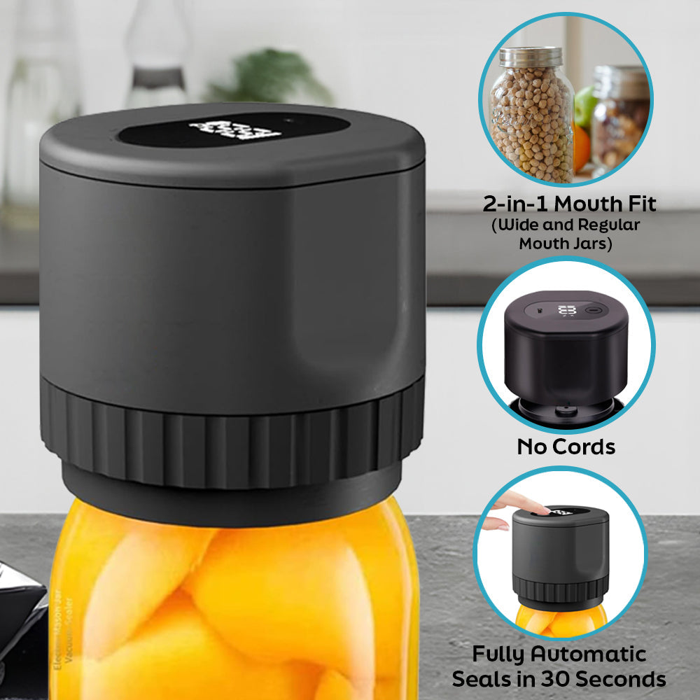 Electric Mason Jar Vacuum Sealer – Automatic, Cordless & 10 Lids Included 🚀