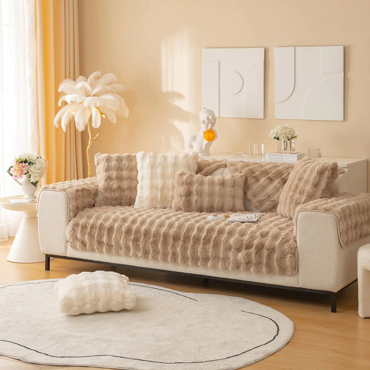 Super Soft Shaggy Plush Sofa Cover - Non-Slip, Ultra Cozy & Stylish Couch Protector