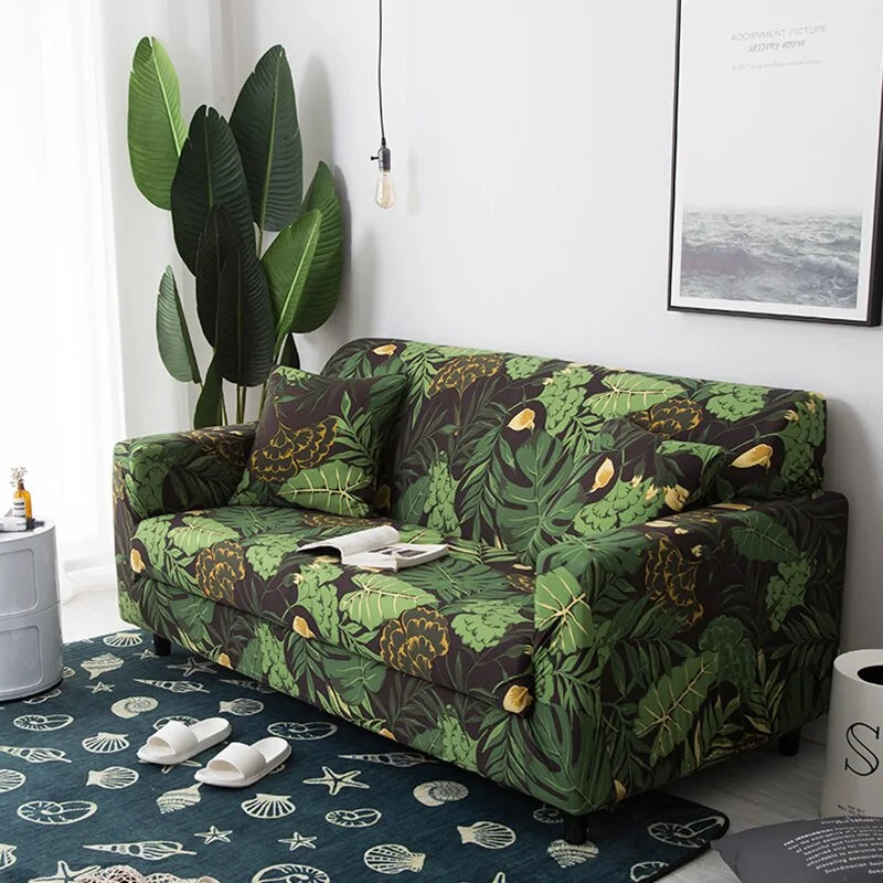 Tropical Leaves Sofa Pillow Covers | Spandex & Polyester Decorative Cushion Covers 43x43cm