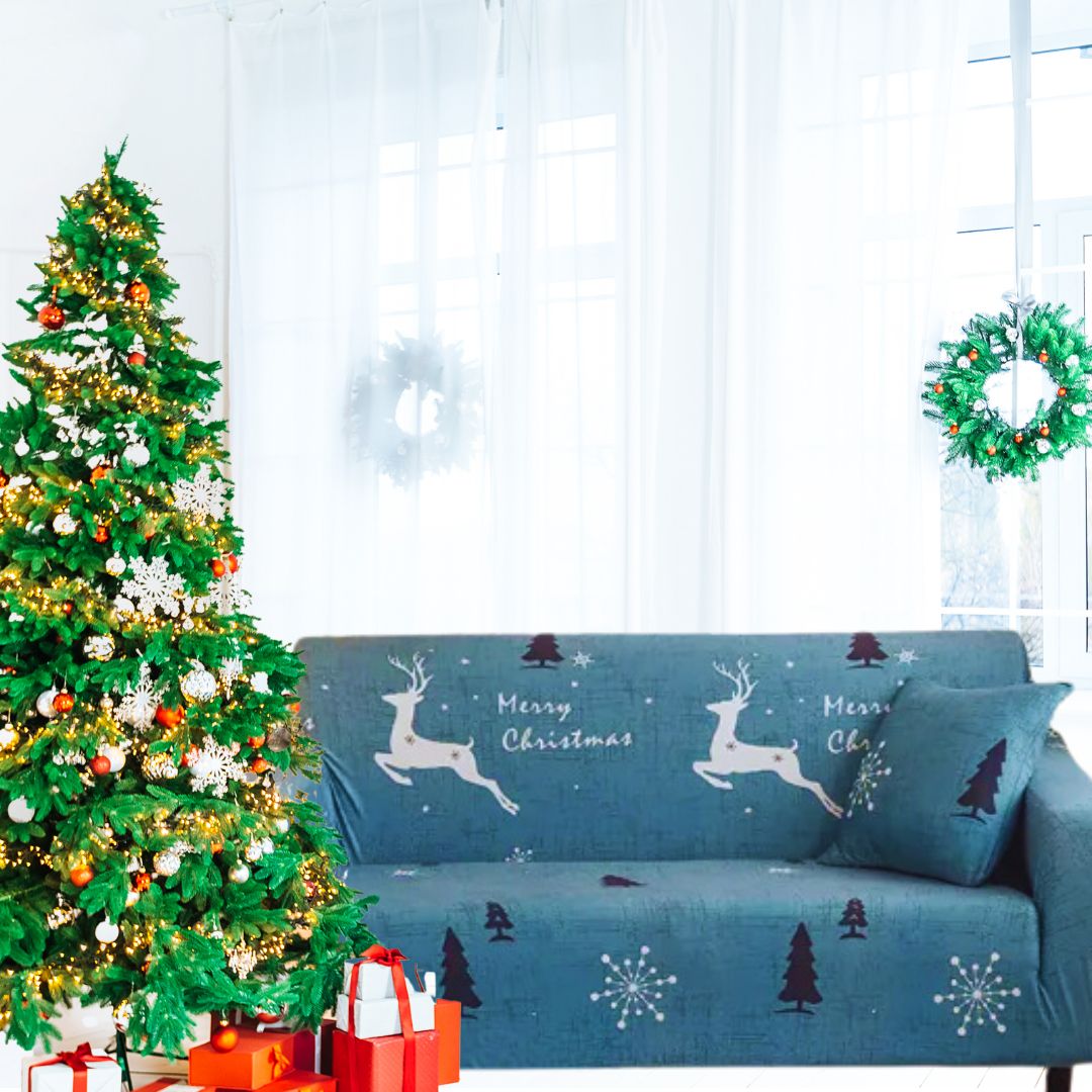 Christmas Stretch Sofa Cover - Holiday Cheer, Festive Magic, and Comfort