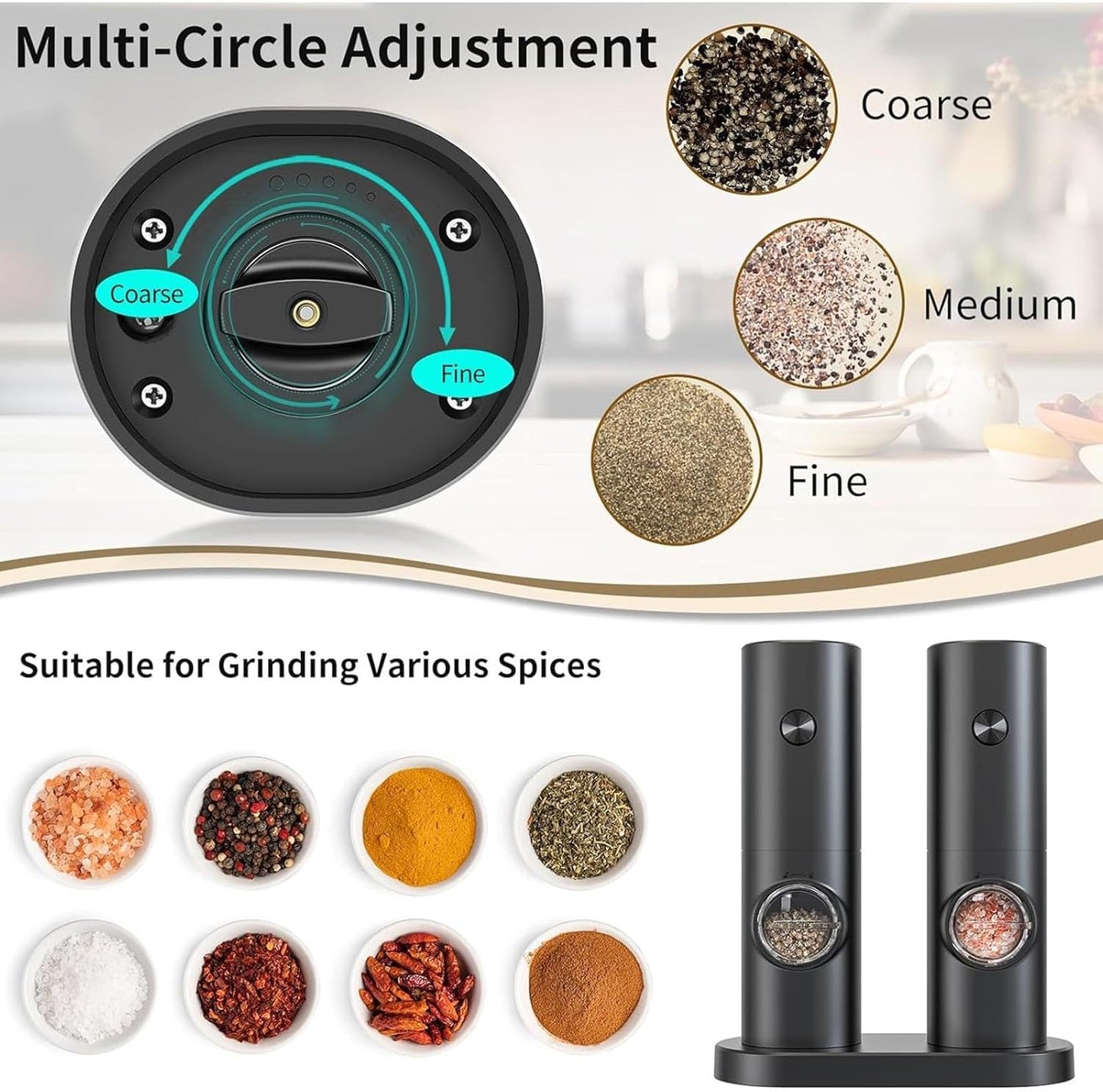 Premium Electric Salt & Pepper Grinder Set