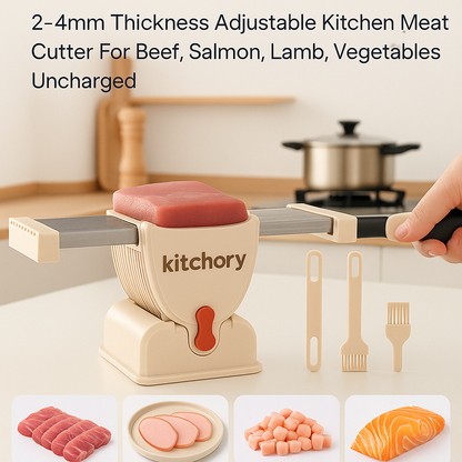 Kitchory Fresh Meat Slicer – 17 Stainless Steel Blades, Adjustable 2mm & 4mm Thickness, Dishwasher-Safe, Compact Design