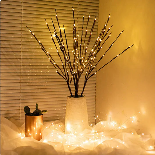 "Nordic Glow Decorative Twig Tree Lights – 20 LED Battery-Operated Minimalist Decor