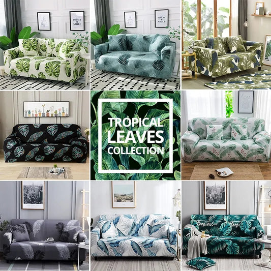 Tropical Leaves Sofa Pillow Covers | Spandex & Polyester Decorative Cushion Covers 43x43cm