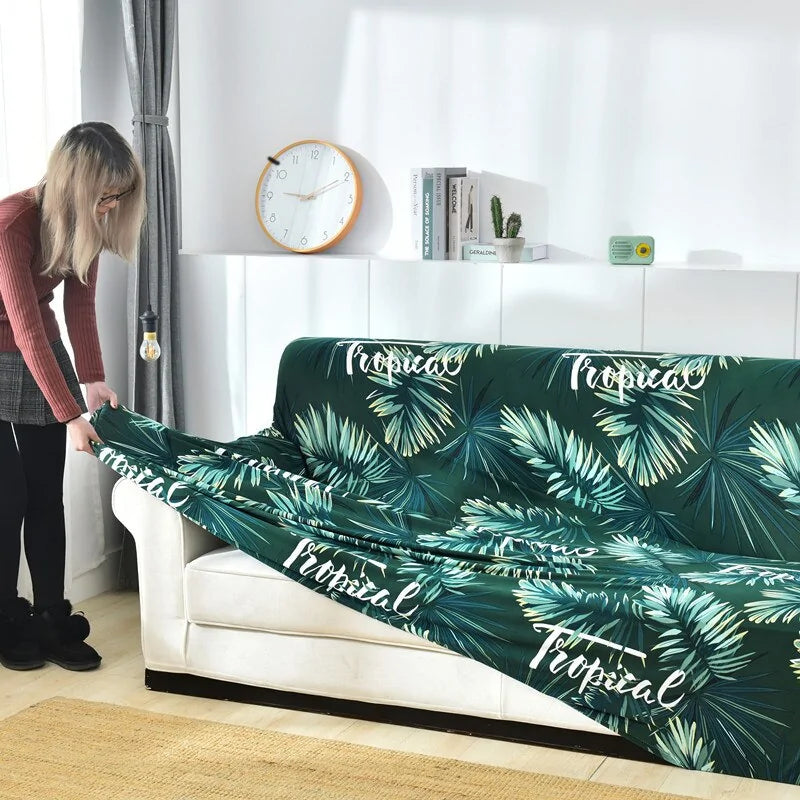 Tropical Leaves Sofa Pillow Covers | Spandex & Polyester Decorative Cushion Covers 43x43cm