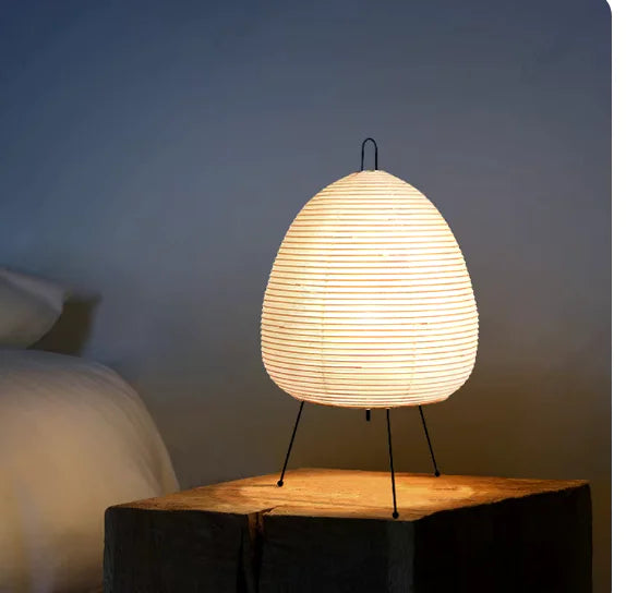 Nordic Japanese Rice Paper Table Lamp – Minimalist Design with 3-Tone Dimming