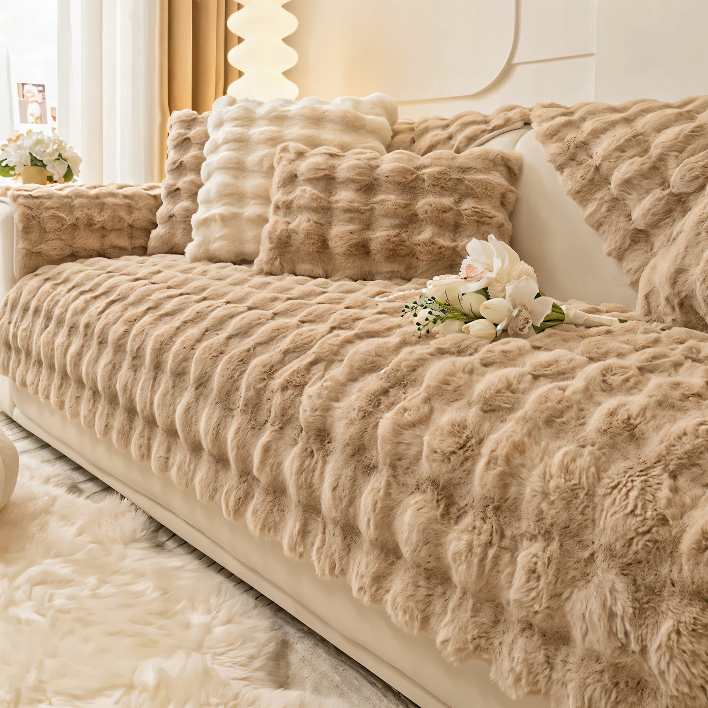 Super Soft Shaggy Plush Sofa Cover - Non-Slip, Ultra Cozy & Stylish Couch Protector