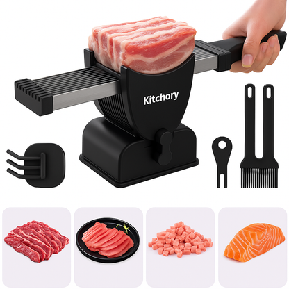 Kitchory Fresh Meat Slicer – 17 Stainless Steel Blades, Adjustable 2mm & 4mm Thickness, Dishwasher-Safe, Compact Design