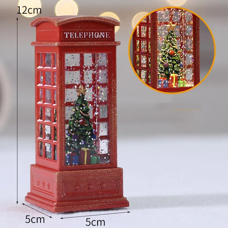 Christmas Telephone Booth Old Man Small Oil Lamp Ornaments