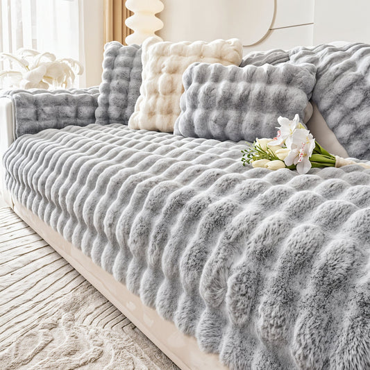 Super Soft Shaggy Plush Sofa Cover - Non-Slip, Ultra Cozy & Stylish Couch Protector