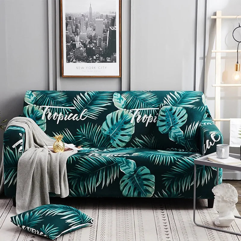 Tropical Leaves Sofa Pillow Covers | Spandex & Polyester Decorative Cushion Covers 43x43cm