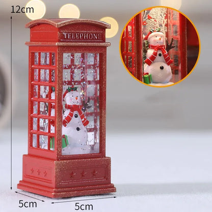 Christmas Telephone Booth Old Man Small Oil Lamp Ornaments