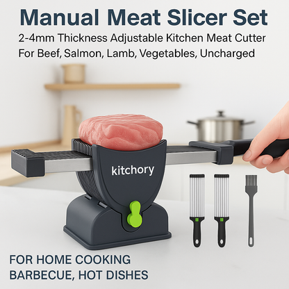 Kitchory Fresh Meat Slicer – 17 Stainless Steel Blades, Adjustable 2mm & 4mm Thickness, Dishwasher-Safe, Compact Design