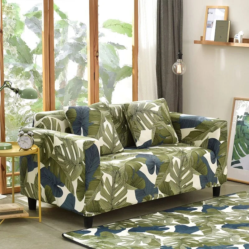 Tropical Leaves Sofa Pillow Covers | Spandex & Polyester Decorative Cushion Covers 43x43cm