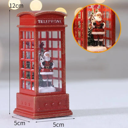 Christmas Telephone Booth Old Man Small Oil Lamp Ornaments